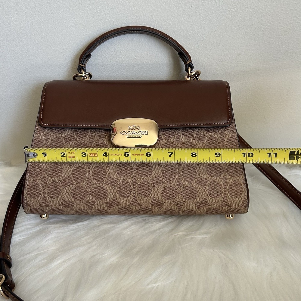 Coach Eliza Brown Signature Canvas Leather Shoulder Bag Excellent - Picture 9 of 11